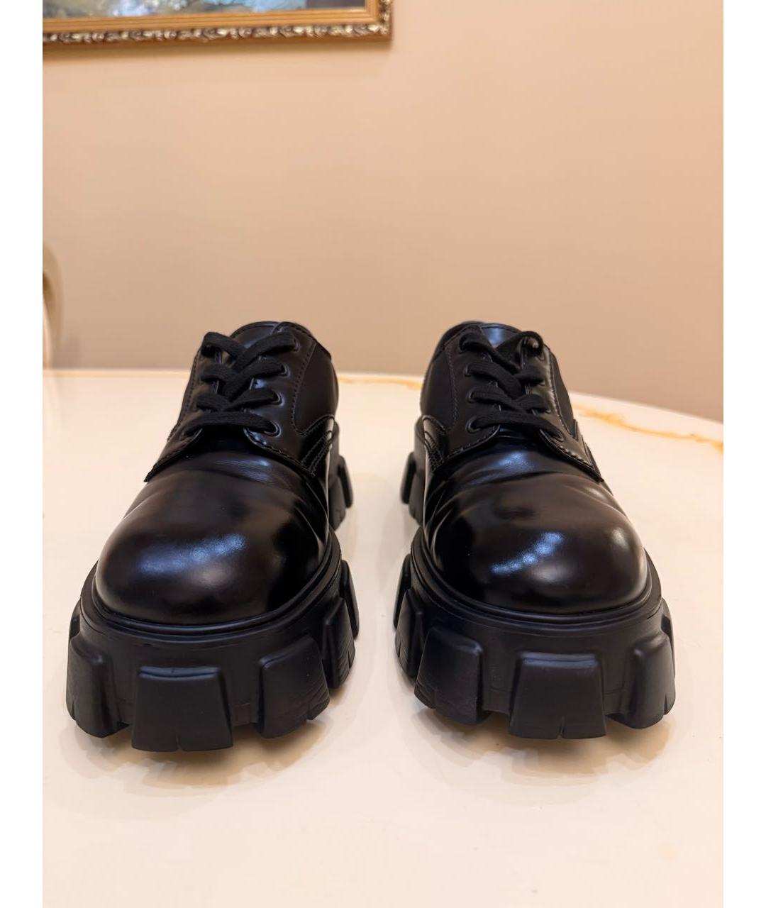 PRADA Черные кожаные низкие ботинки, фото 3