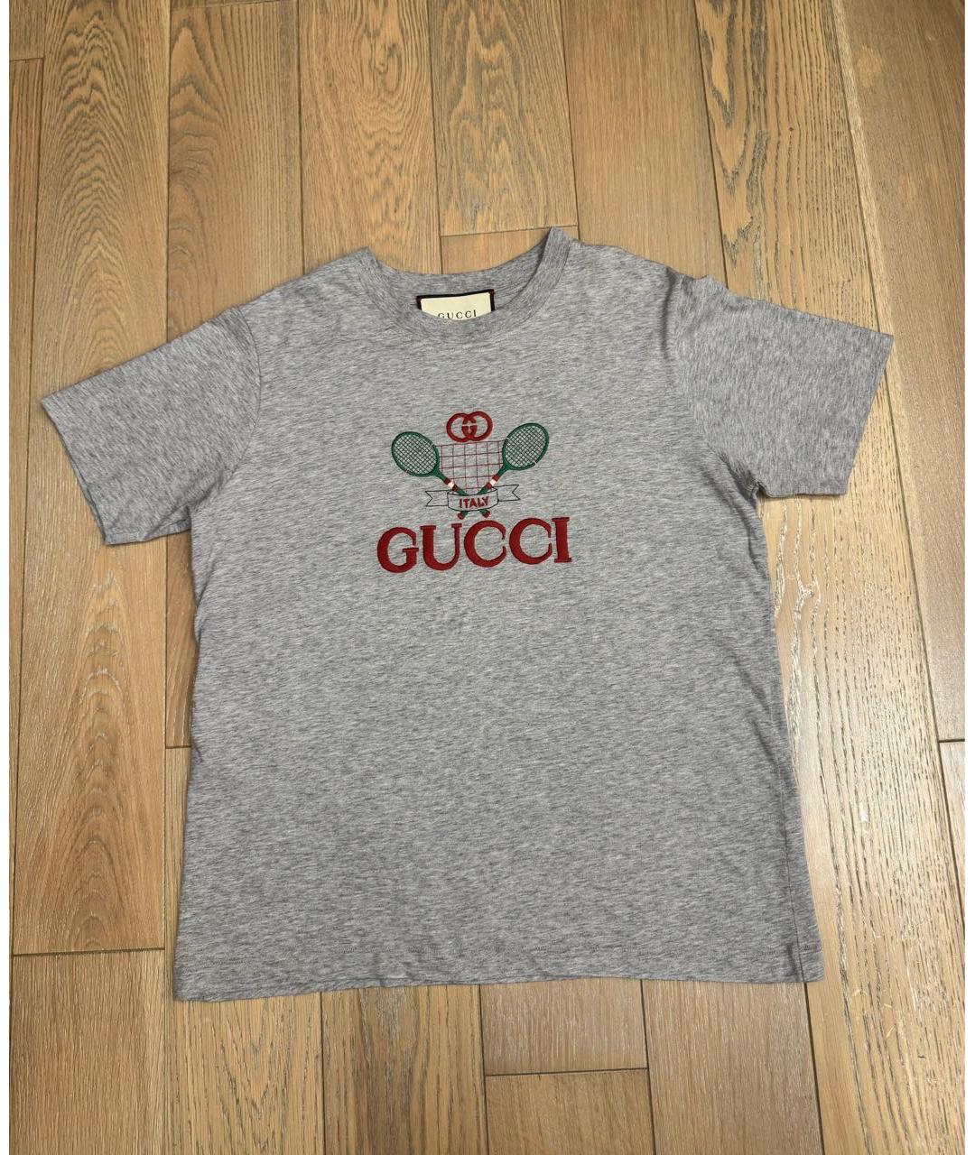 GUCCI Серая хлопковая футболка, фото 8