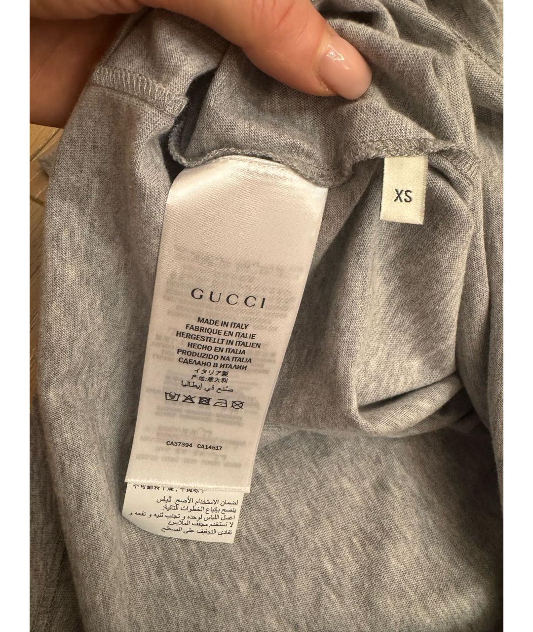 GUCCI Серая хлопковая футболка, фото 4
