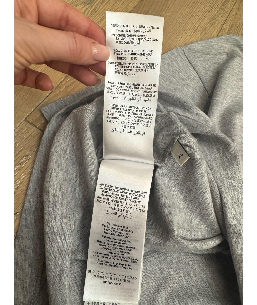 GUCCI Серая хлопковая футболка, фото 7