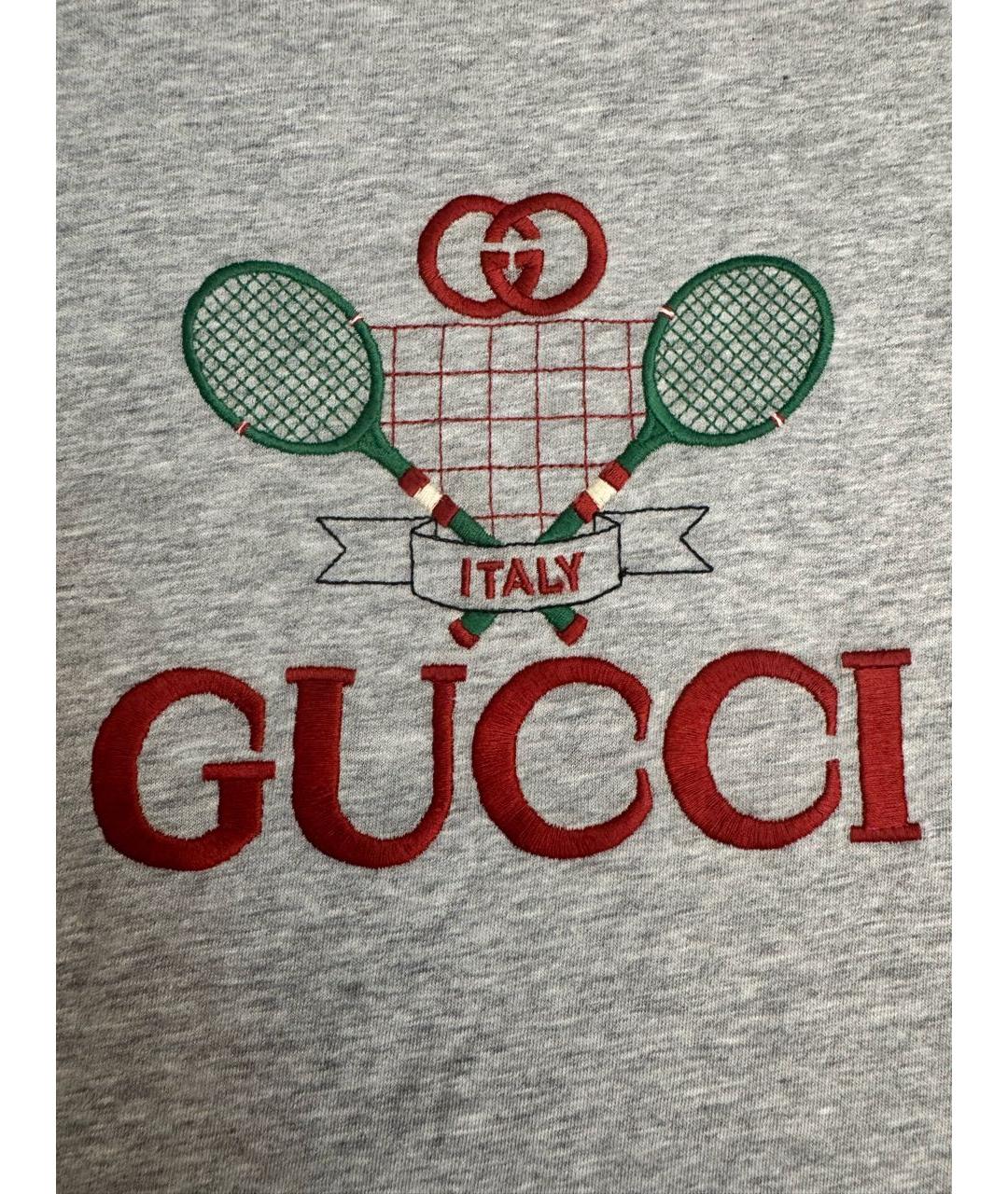 GUCCI Серая хлопковая футболка, фото 6