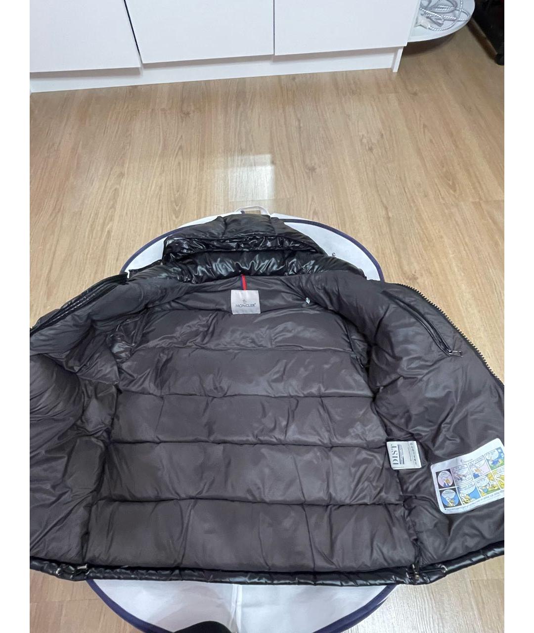 MONCLER Черный полиэстеровый пуховик, фото 4