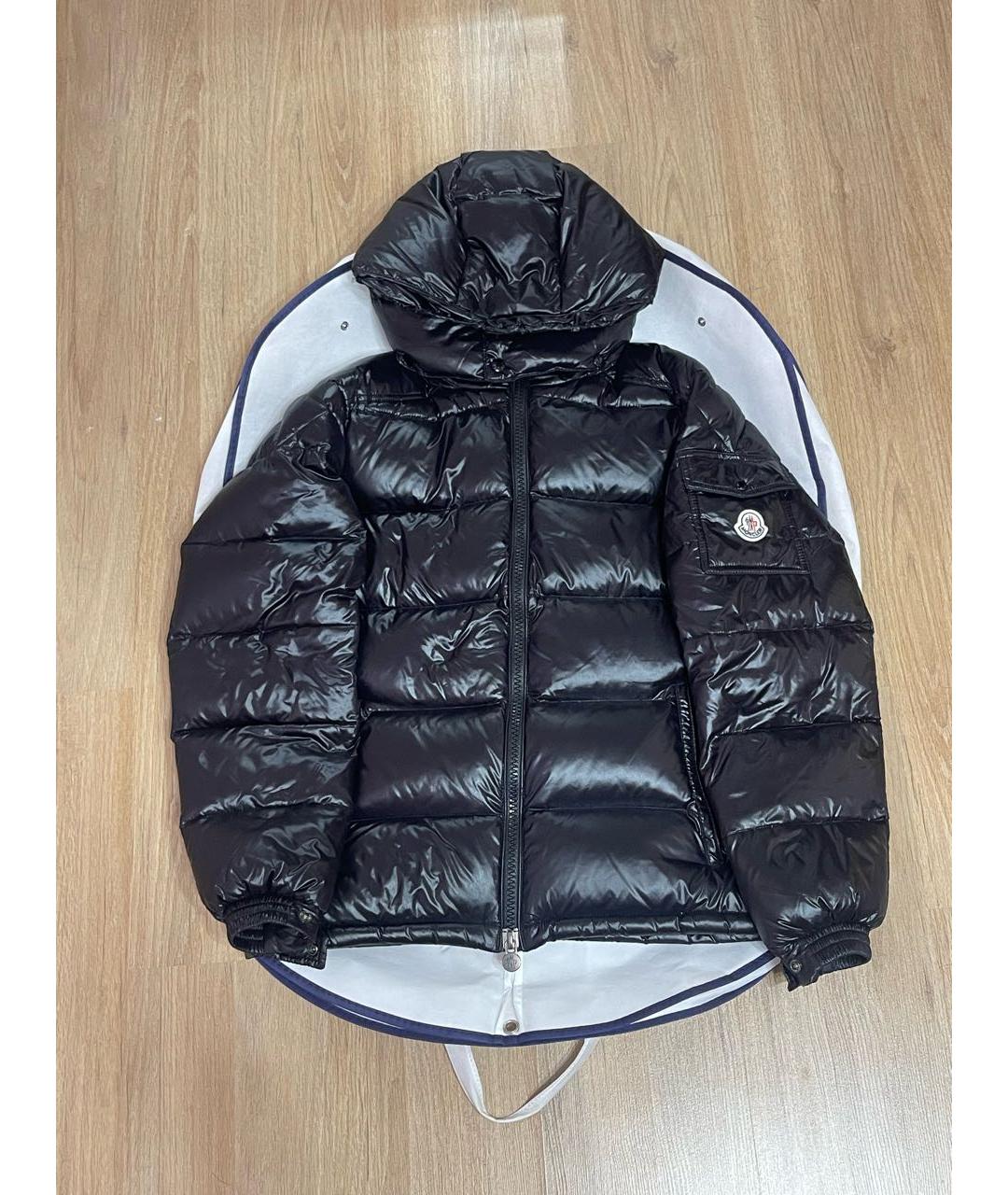 MONCLER Черный полиэстеровый пуховик, фото 8