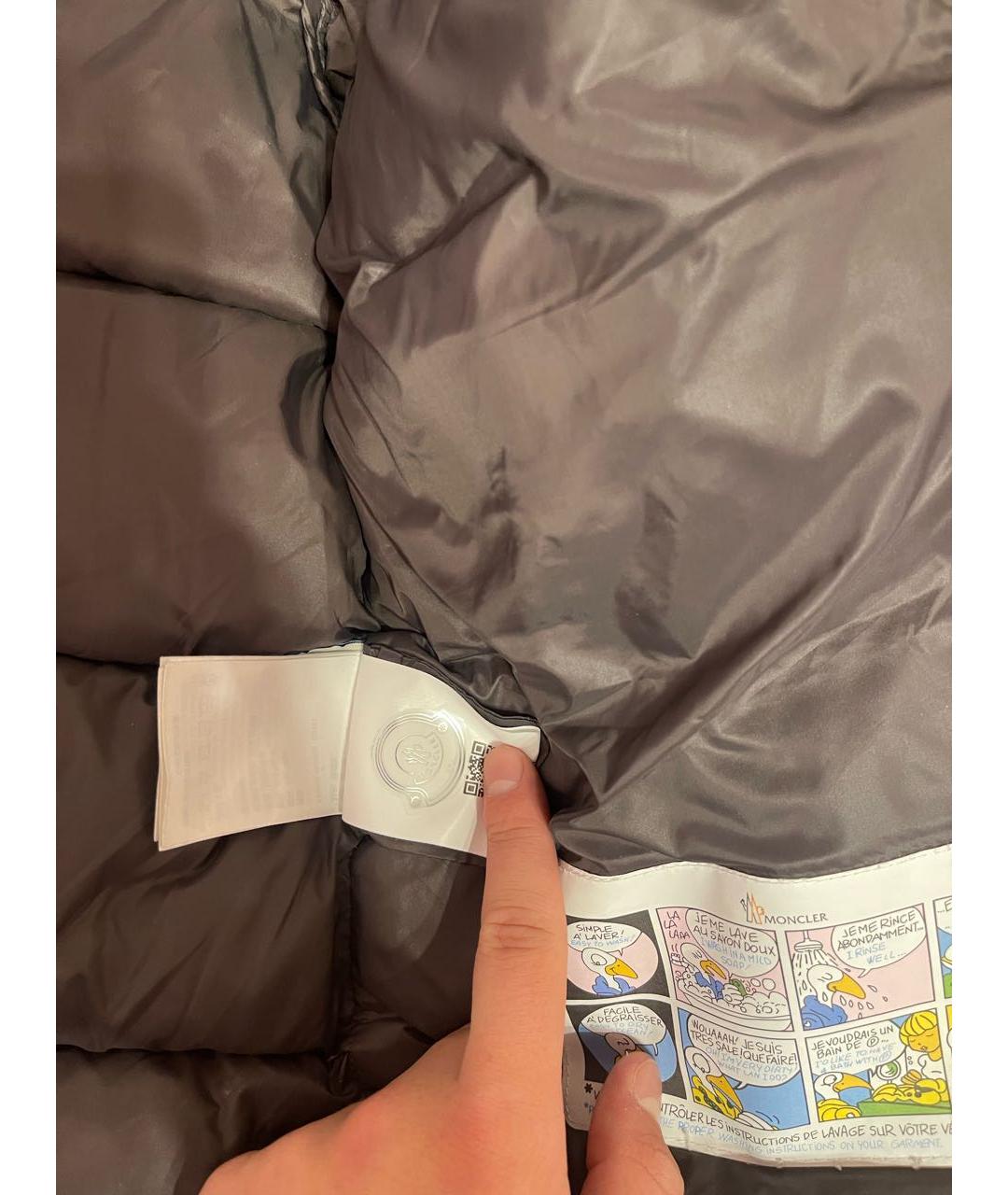 MONCLER Черный полиэстеровый пуховик, фото 5