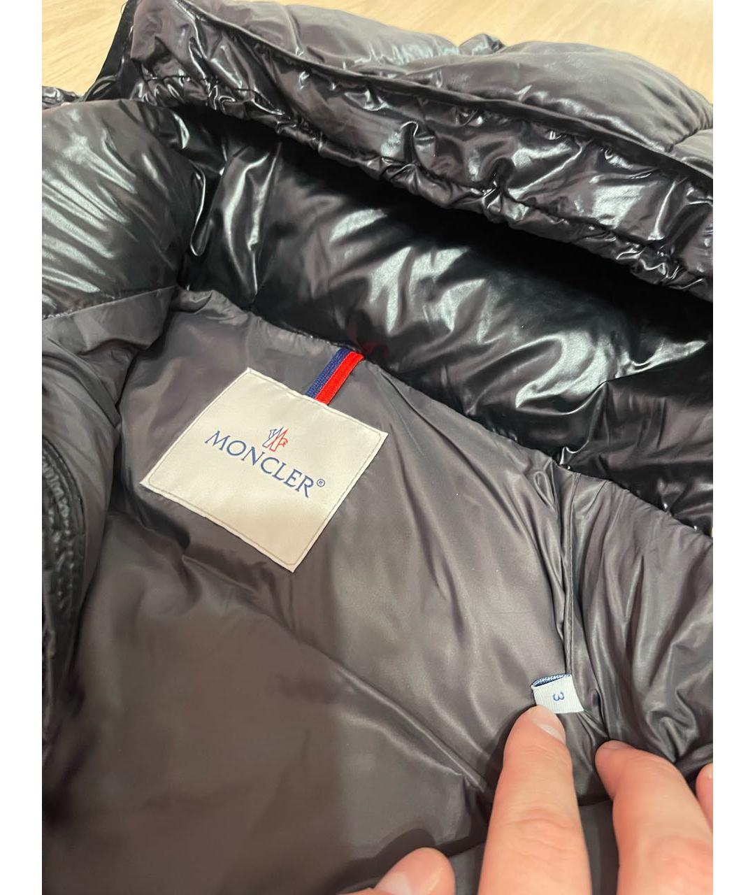 MONCLER Черный полиэстеровый пуховик, фото 3
