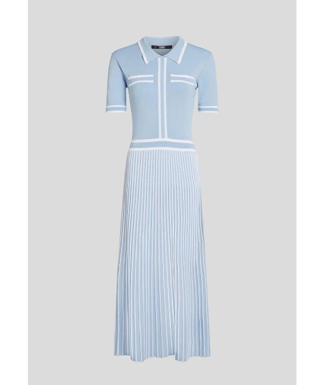 KARL LAGERFELD Голубое вискозное повседневное платье, фото 4