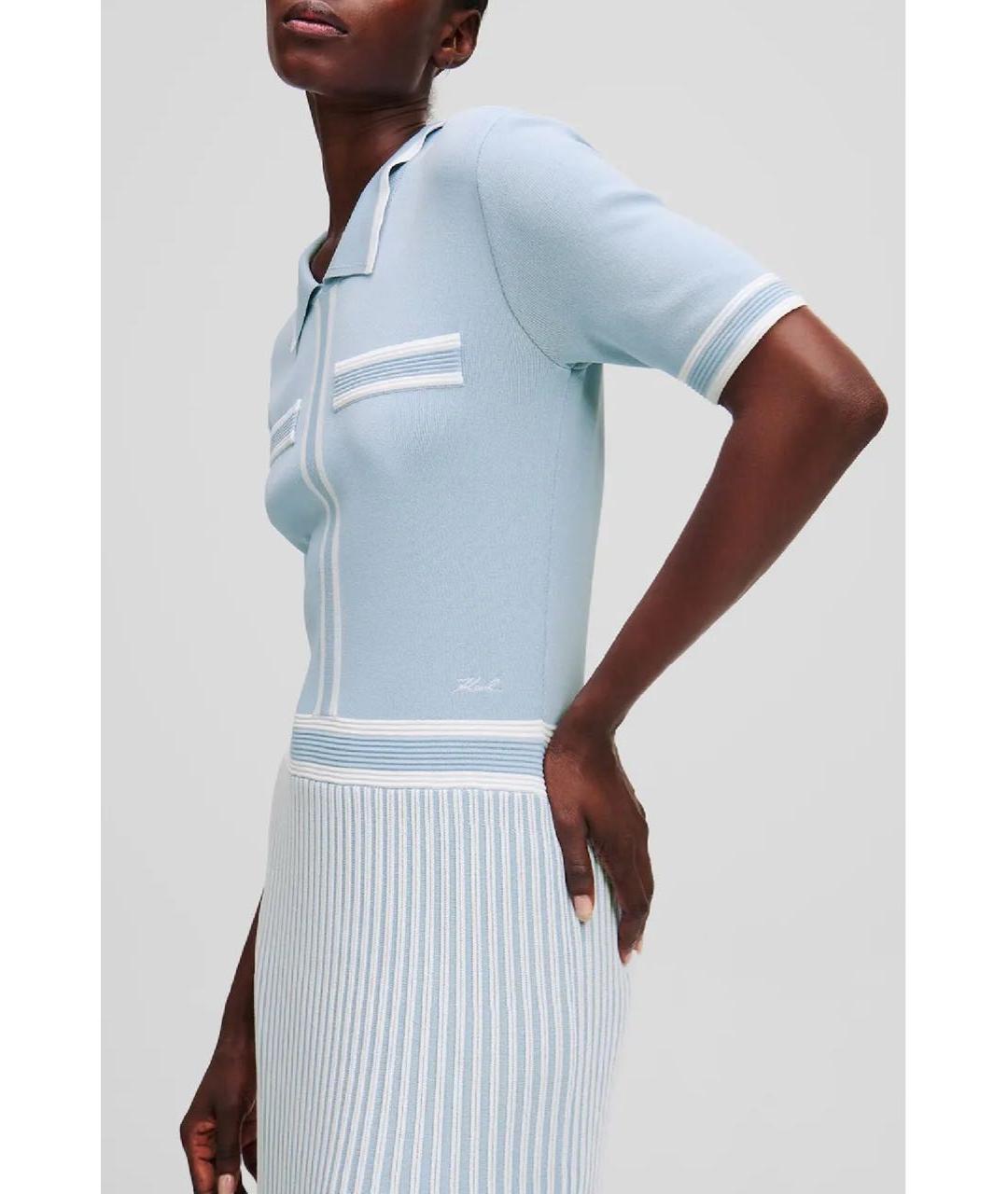 KARL LAGERFELD Голубое вискозное повседневное платье, фото 2