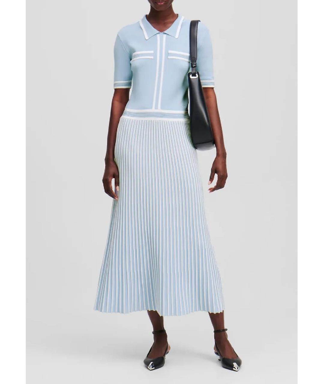 KARL LAGERFELD Голубое вискозное повседневное платье, фото 3