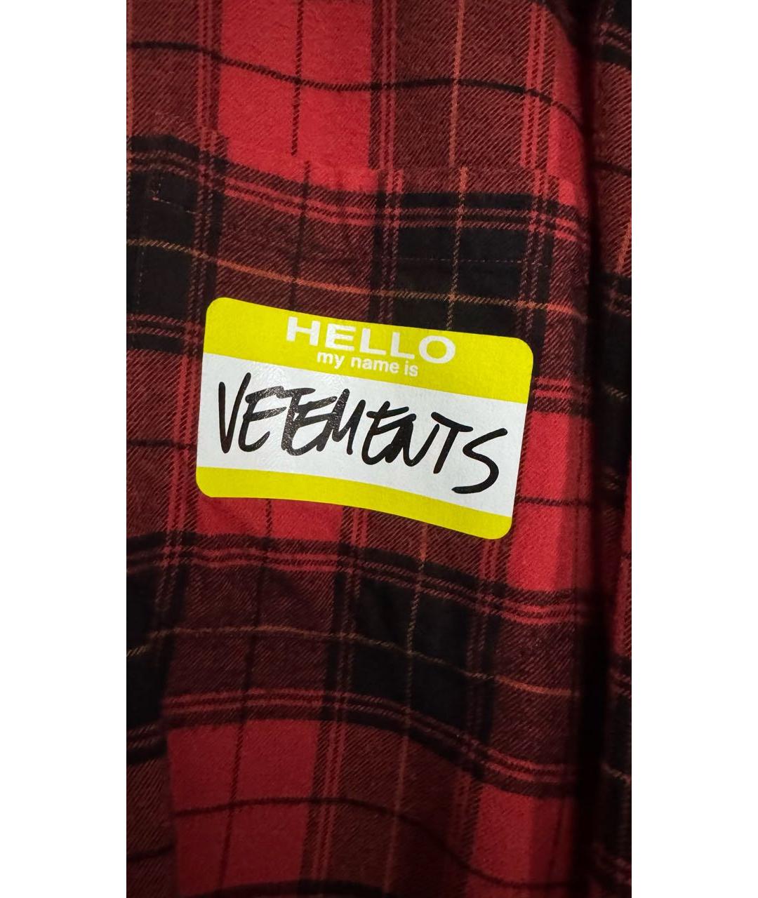 VETEMENTS Красная хлопковая кэжуал рубашка, фото 4