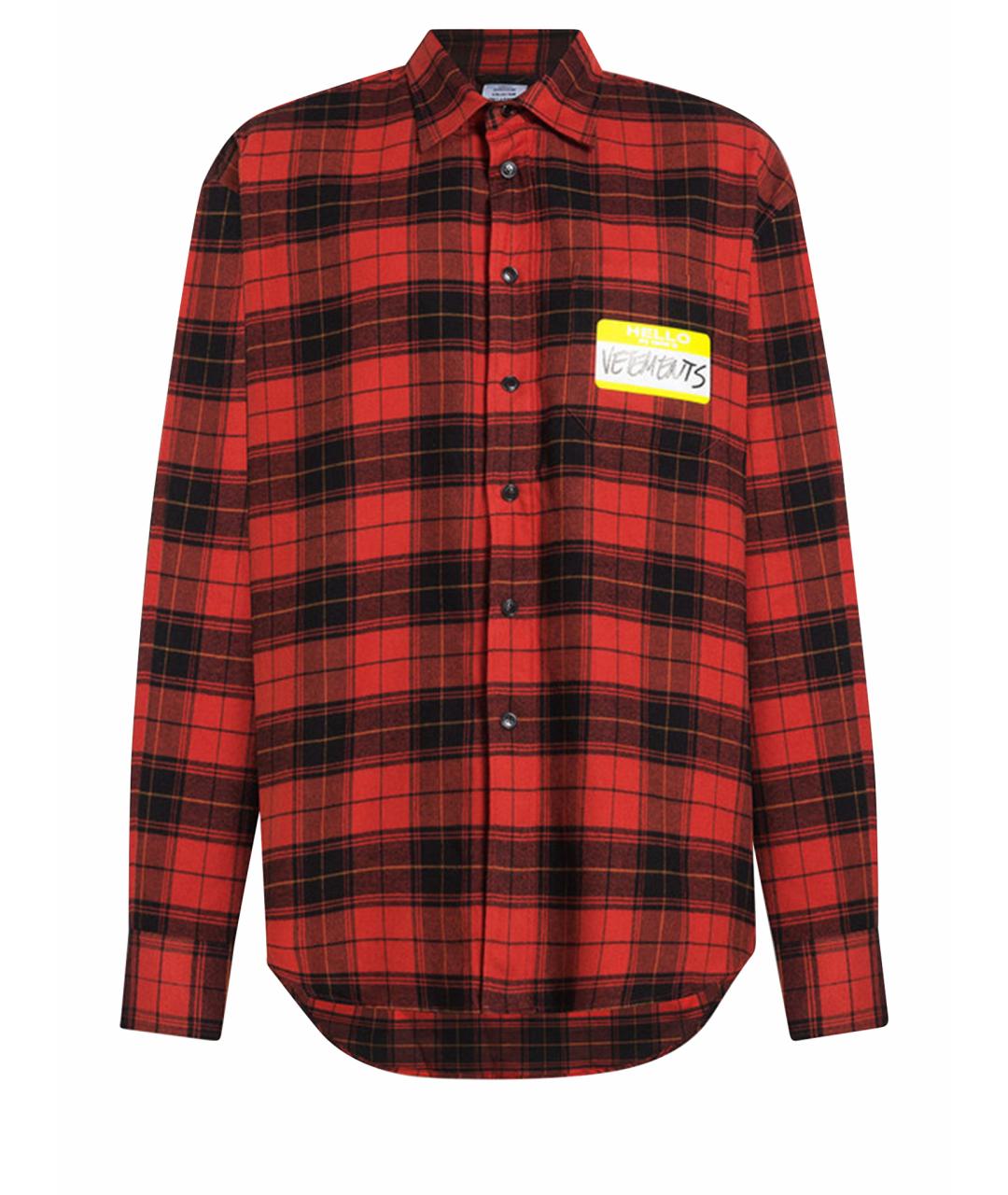 VETEMENTS Красная хлопковая кэжуал рубашка, фото 1