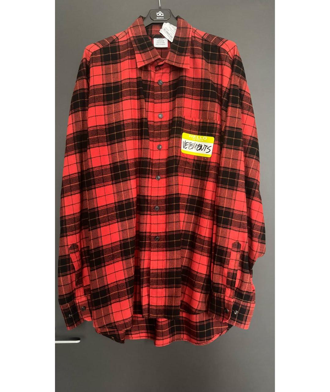 VETEMENTS Красная хлопковая кэжуал рубашка, фото 5