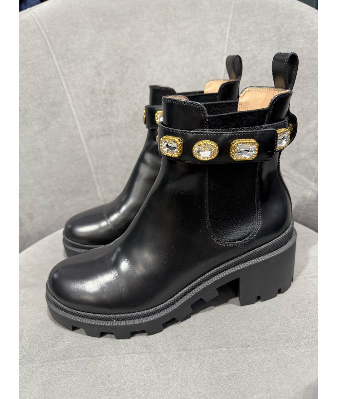 GUCCI Черные кожаные полусапоги, фото 4