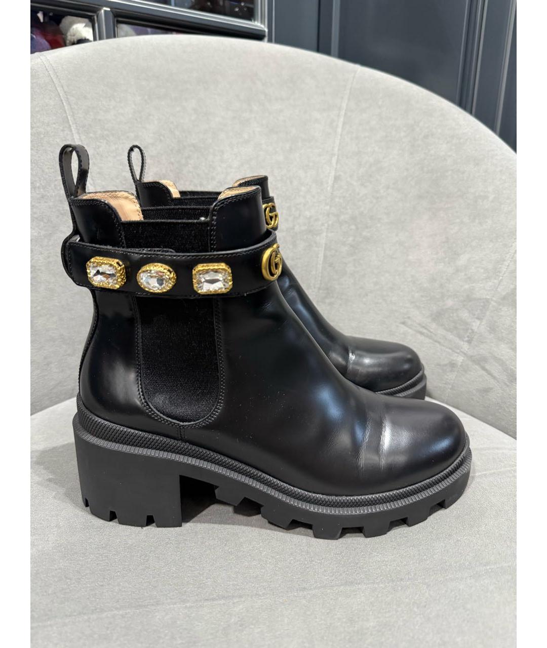 GUCCI Черные кожаные полусапоги, фото 6