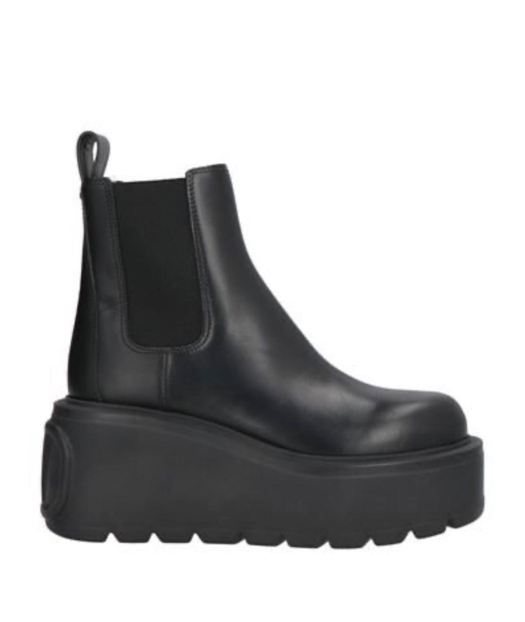 VALENTINO Черные кожаные полусапоги, фото 1