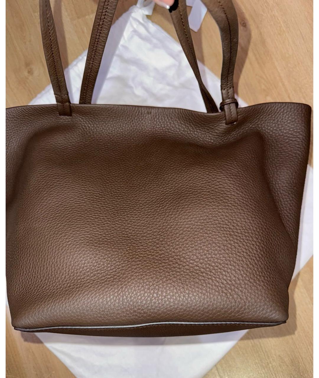 THE ROW Коричневая кожаная сумка тоут, фото 7