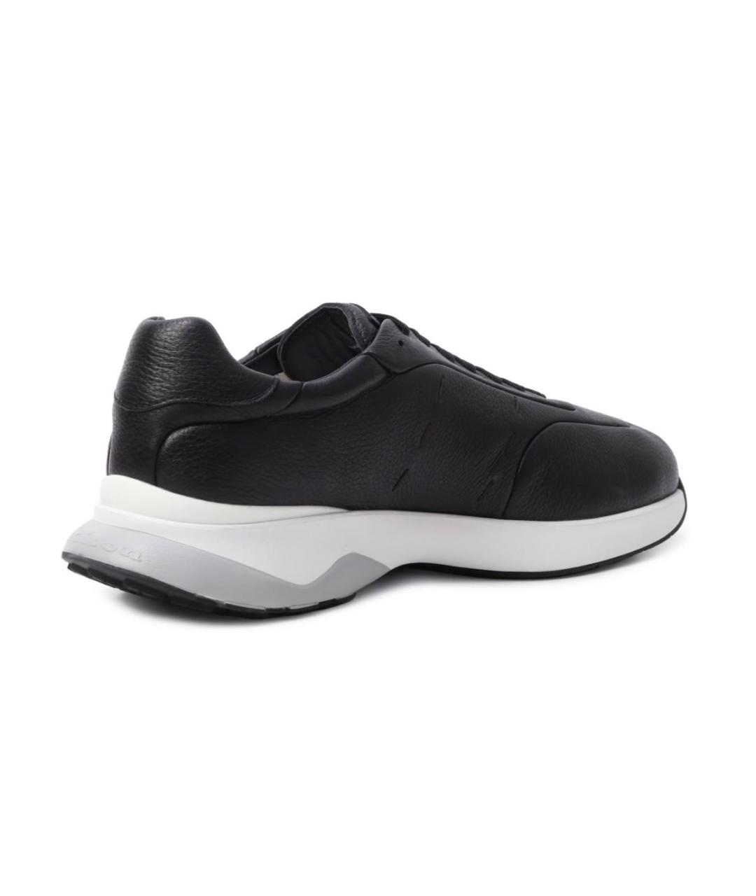 KITON Черные кожаные низкие кроссовки / кеды, фото 3