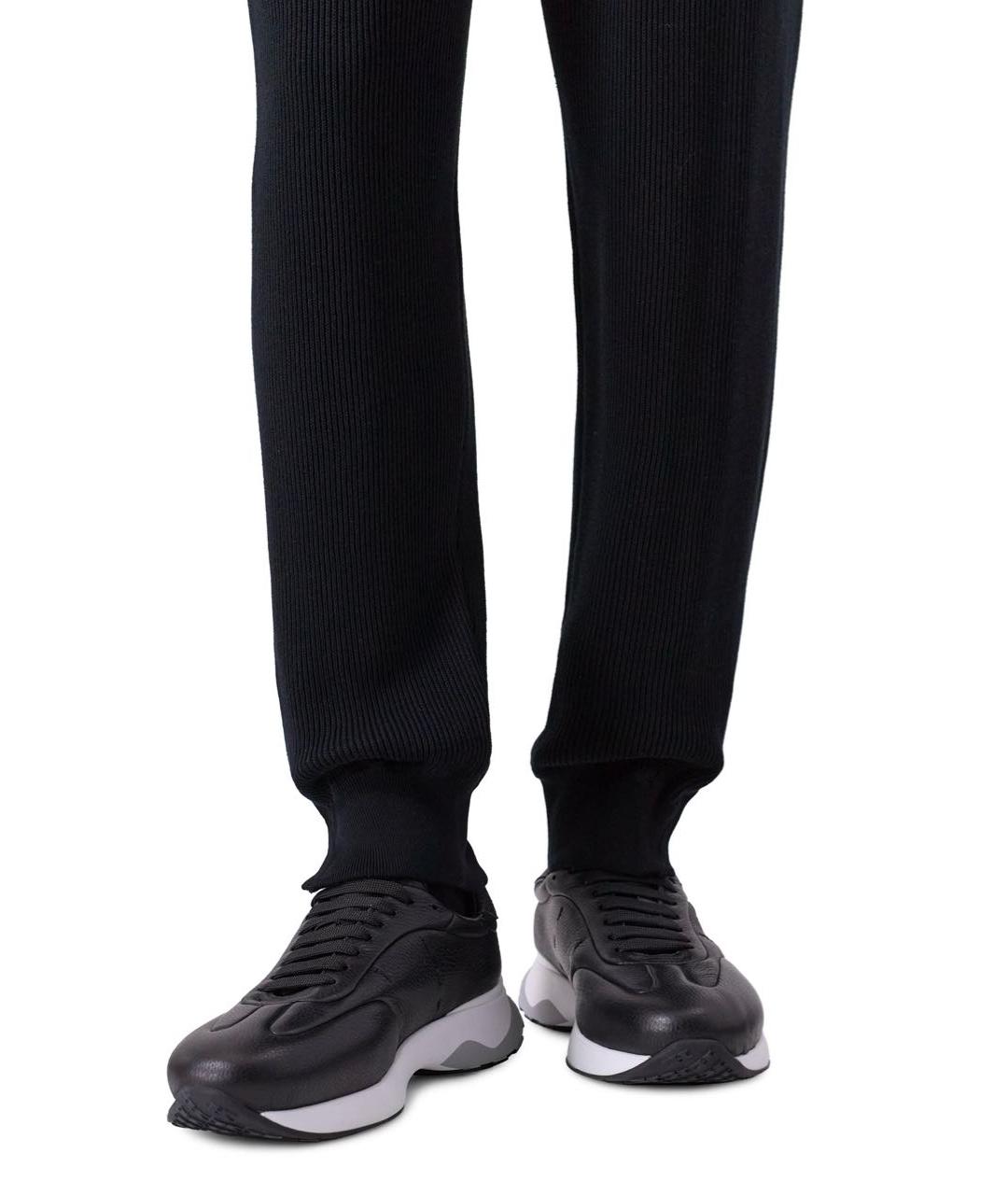 KITON Черные кожаные низкие кроссовки / кеды, фото 6