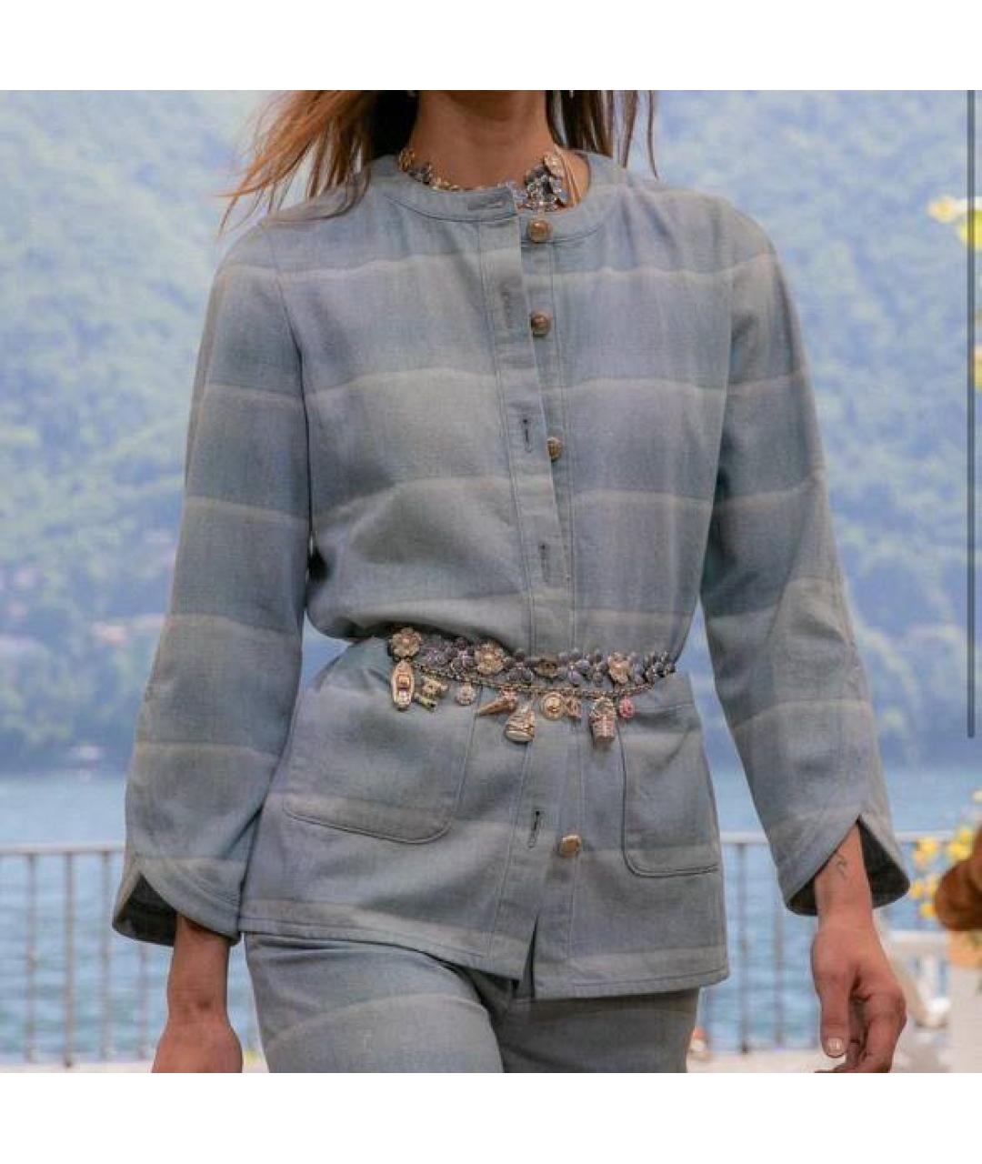 CHANEL Голубой деним жакет/пиджак, фото 3