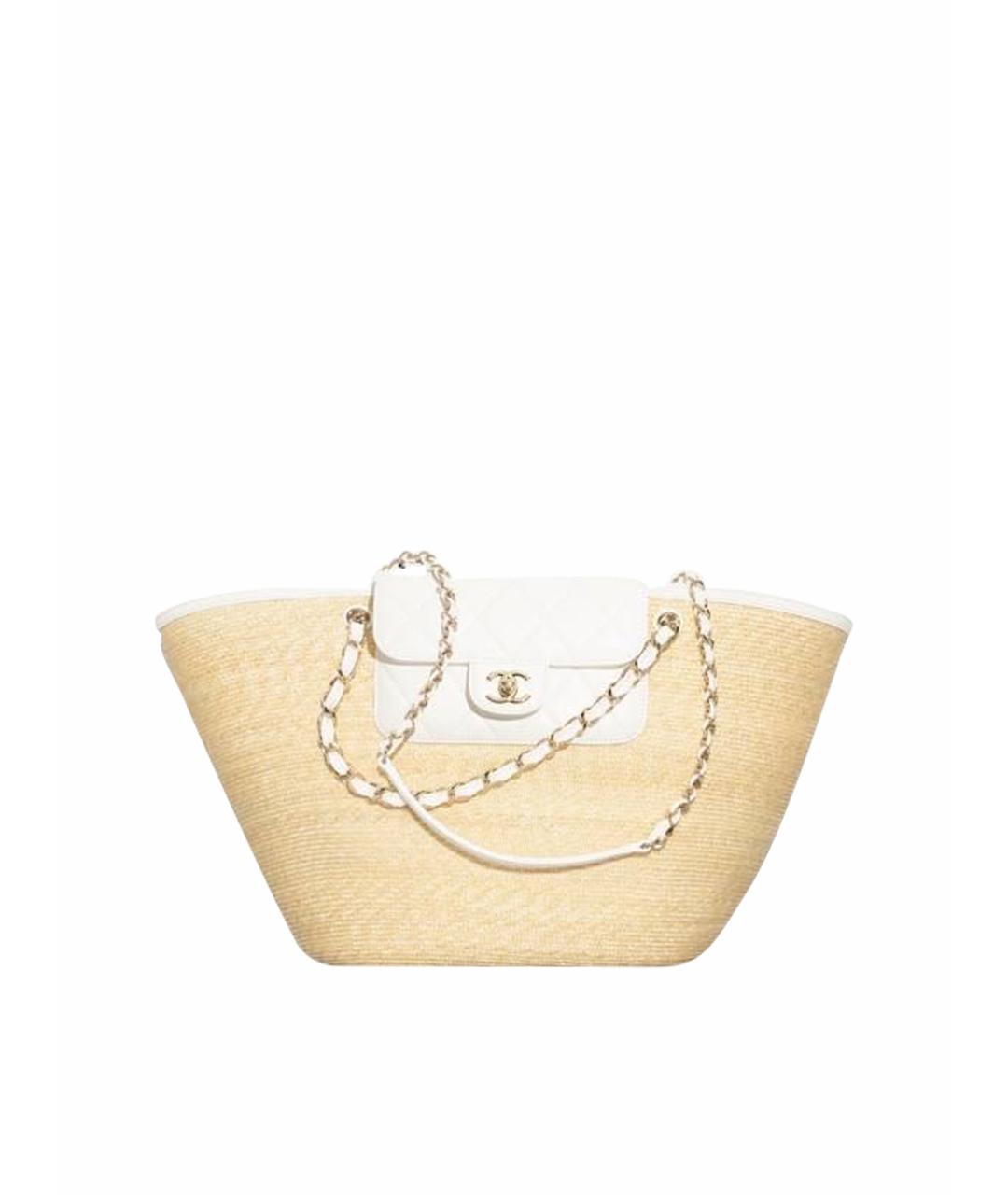 CHANEL Бежевая кожаная сумка тоут, фото 1