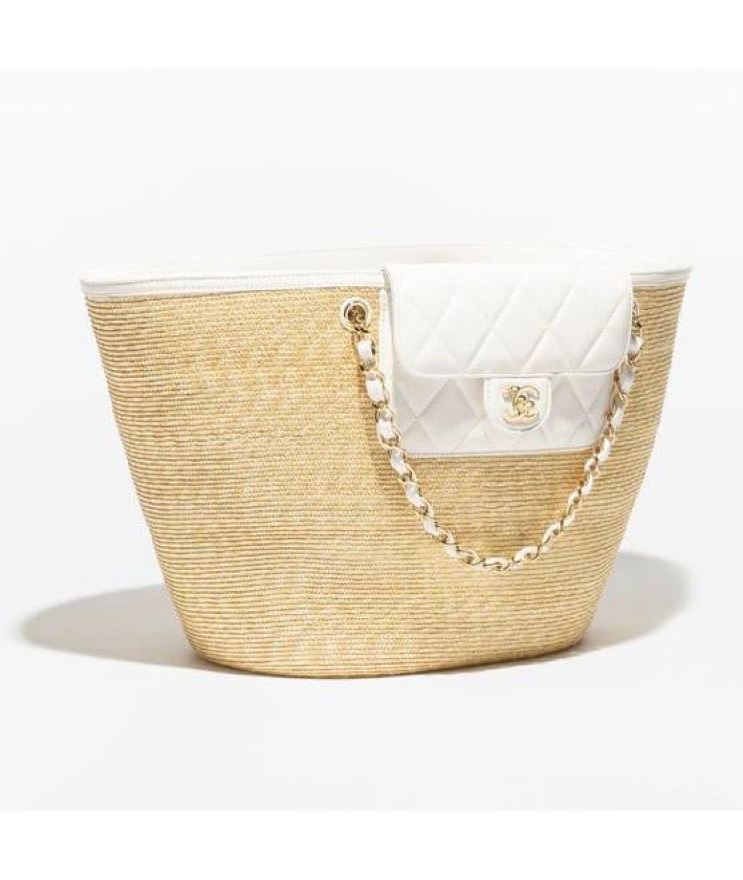 CHANEL Бежевая кожаная сумка тоут, фото 2