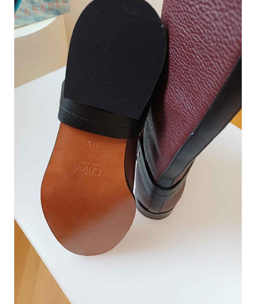 CHLOE Бордовые кожаные сапоги, фото 7