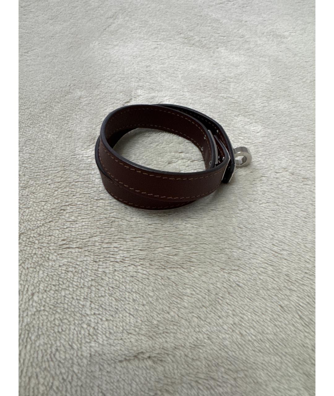 HERMES Коричневый кожаный браслет, фото 3