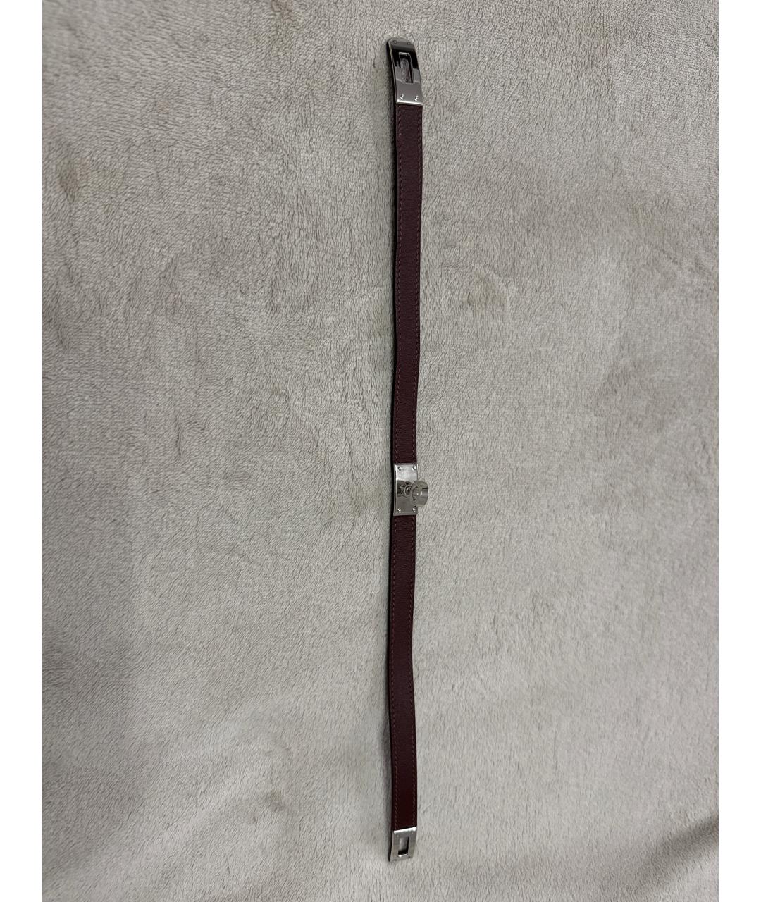 HERMES Коричневый кожаный браслет, фото 6