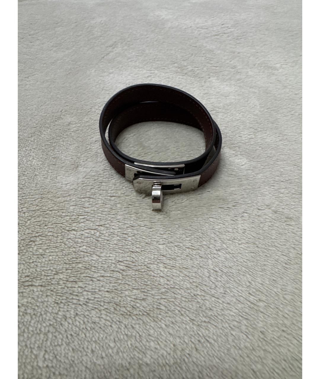 HERMES Коричневый кожаный браслет, фото 2