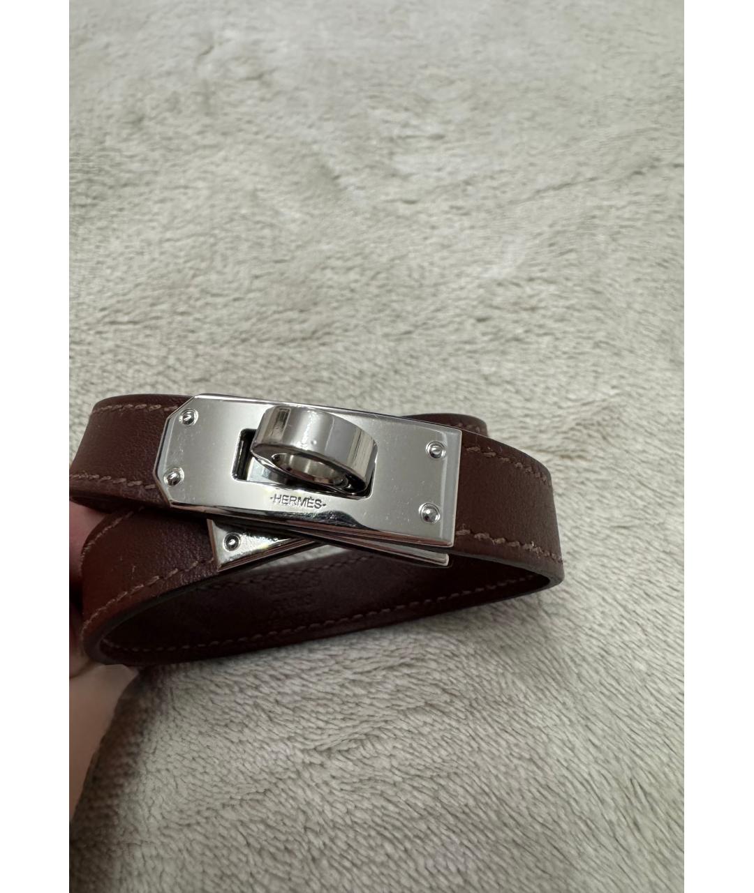 HERMES Коричневый кожаный браслет, фото 5