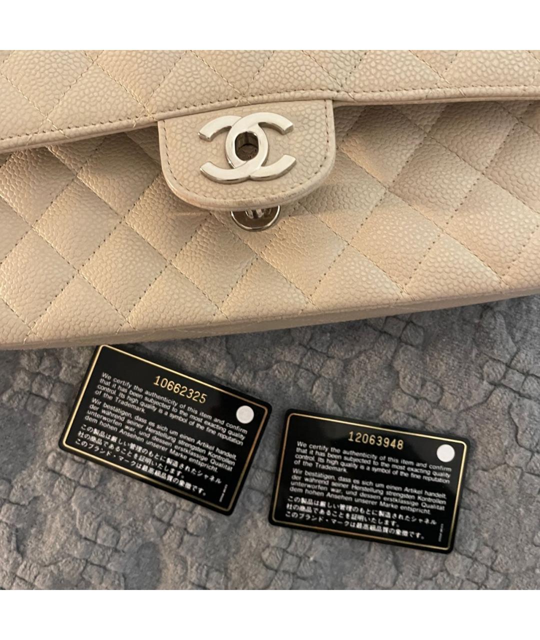 CHANEL Бежевая кожаная сумка через плечо, фото 8