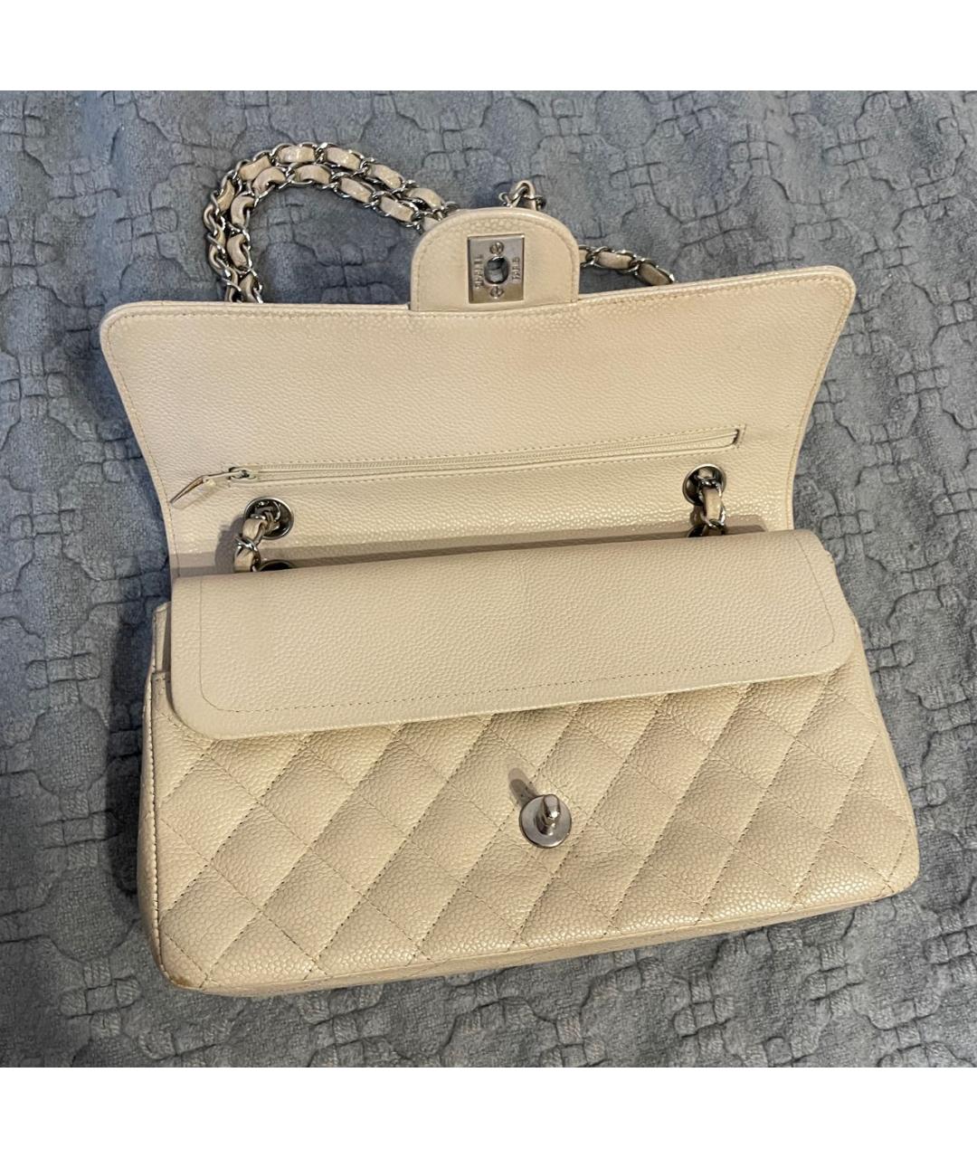 CHANEL Бежевая кожаная сумка через плечо, фото 4