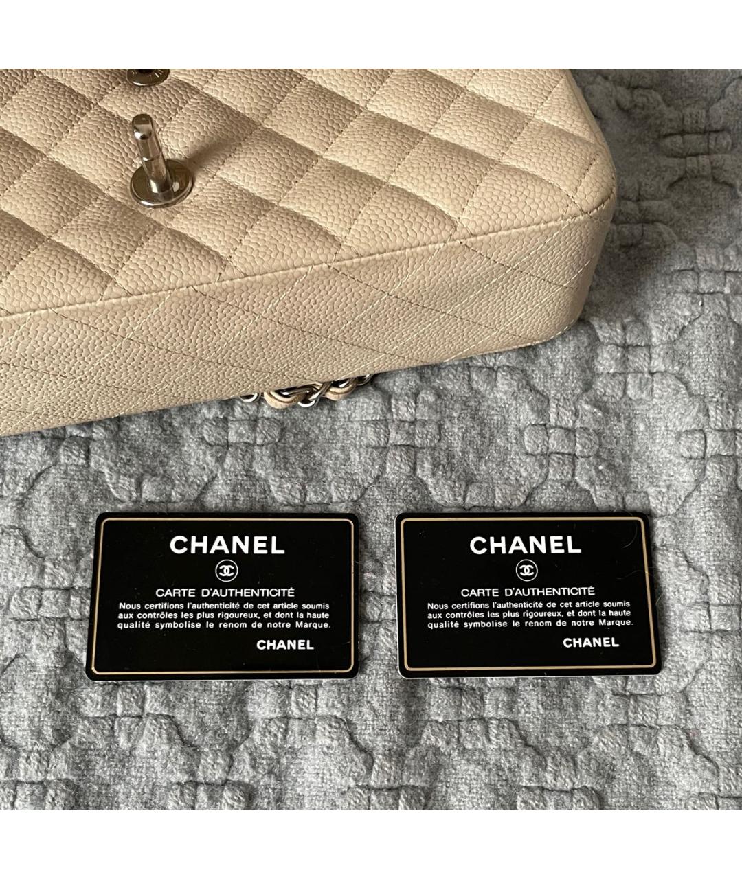 CHANEL Бежевая кожаная сумка через плечо, фото 7