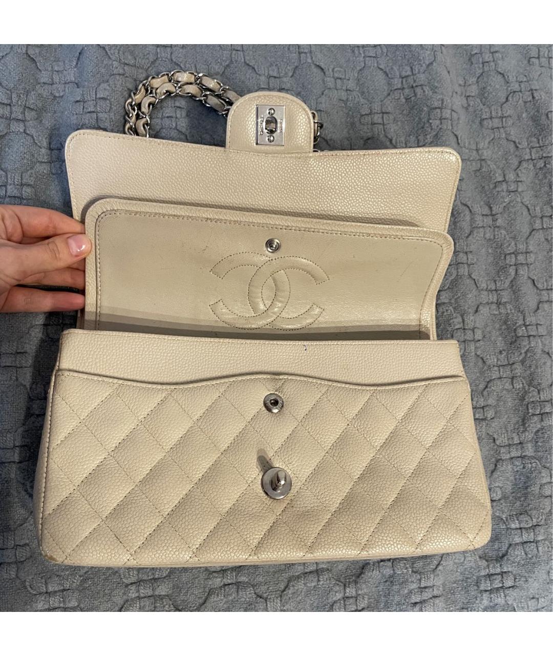 CHANEL Бежевая кожаная сумка через плечо, фото 6