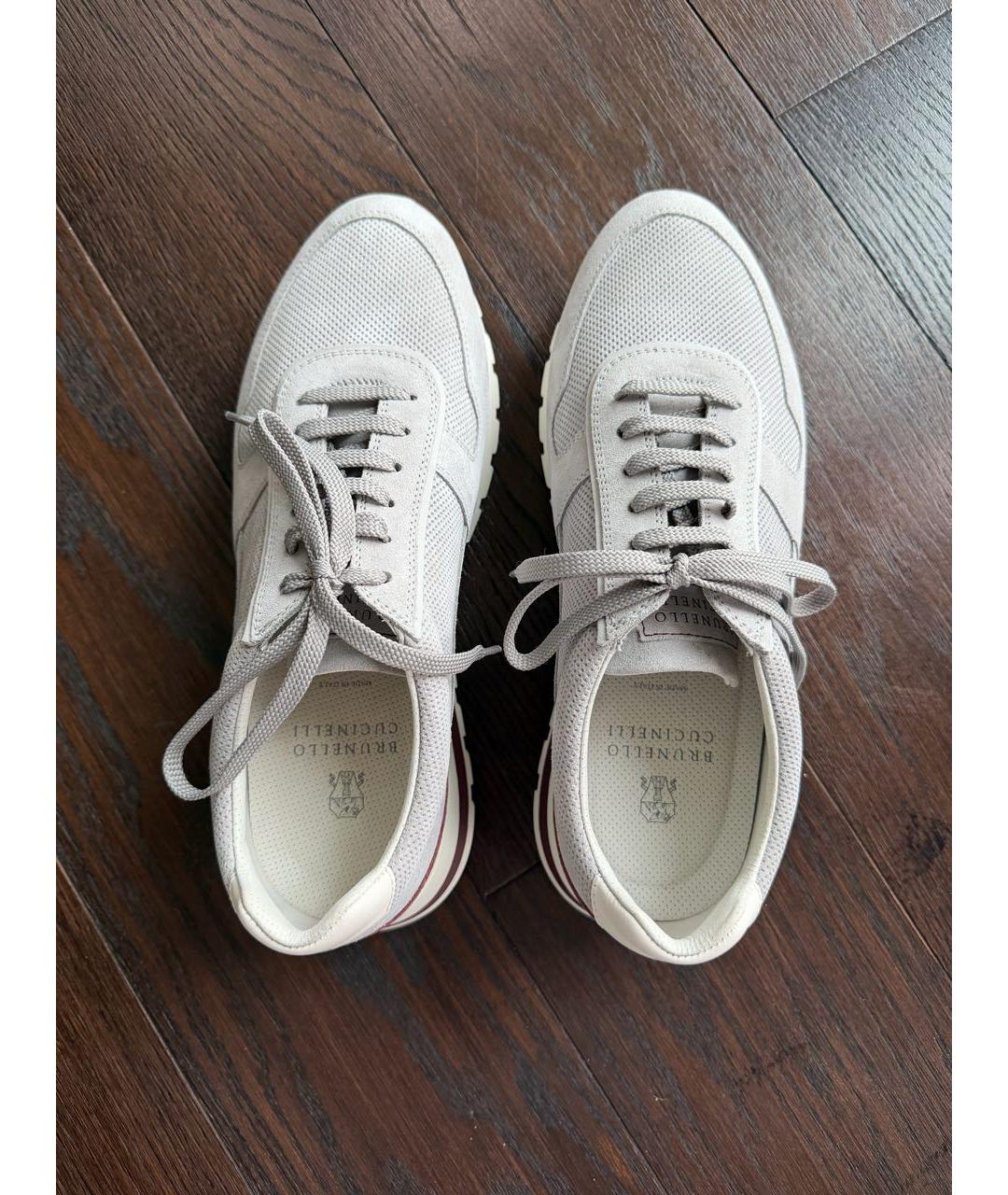 BRUNELLO CUCINELLI Серые текстильные низкие кроссовки / кеды, фото 3