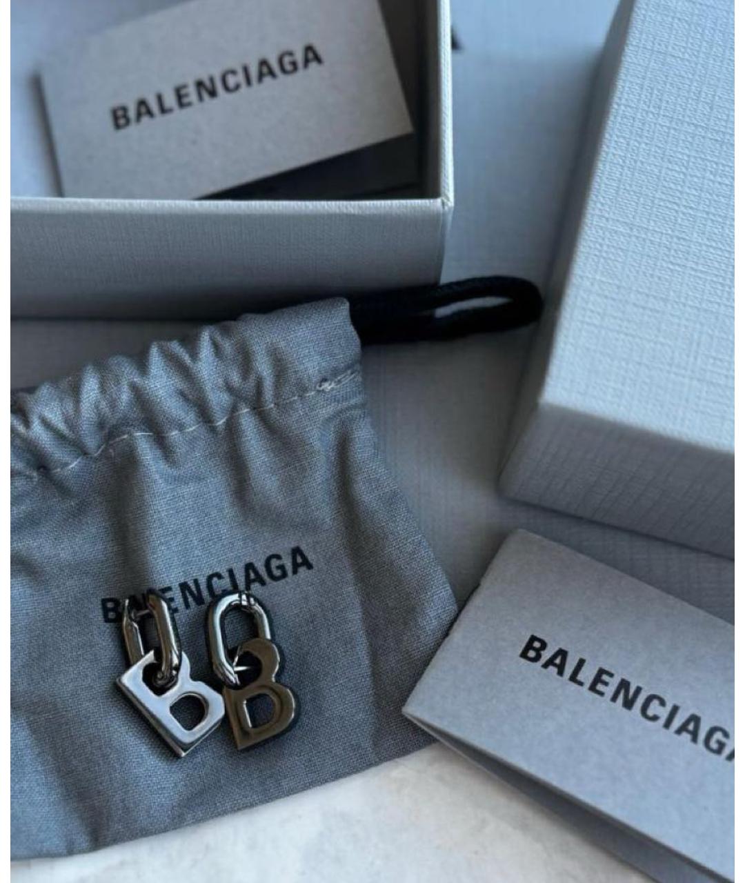 BALENCIAGA Серебряные латунные серьги, фото 4