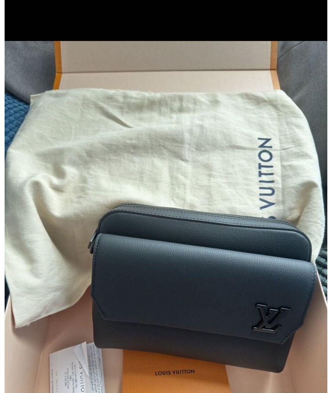 LOUIS VUITTON Черная кожаная поясная сумка, фото 3