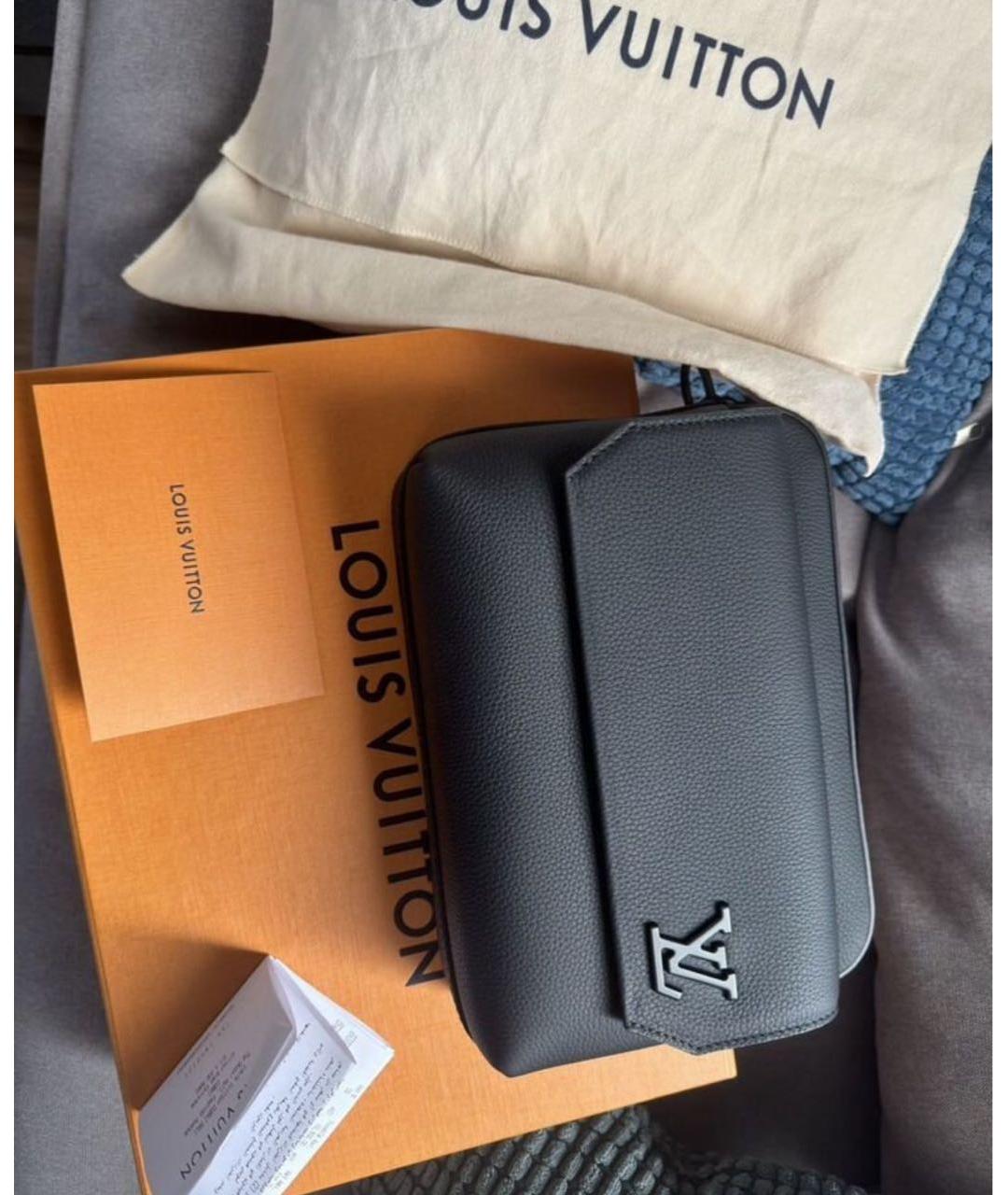 LOUIS VUITTON Черная кожаная поясная сумка, фото 5