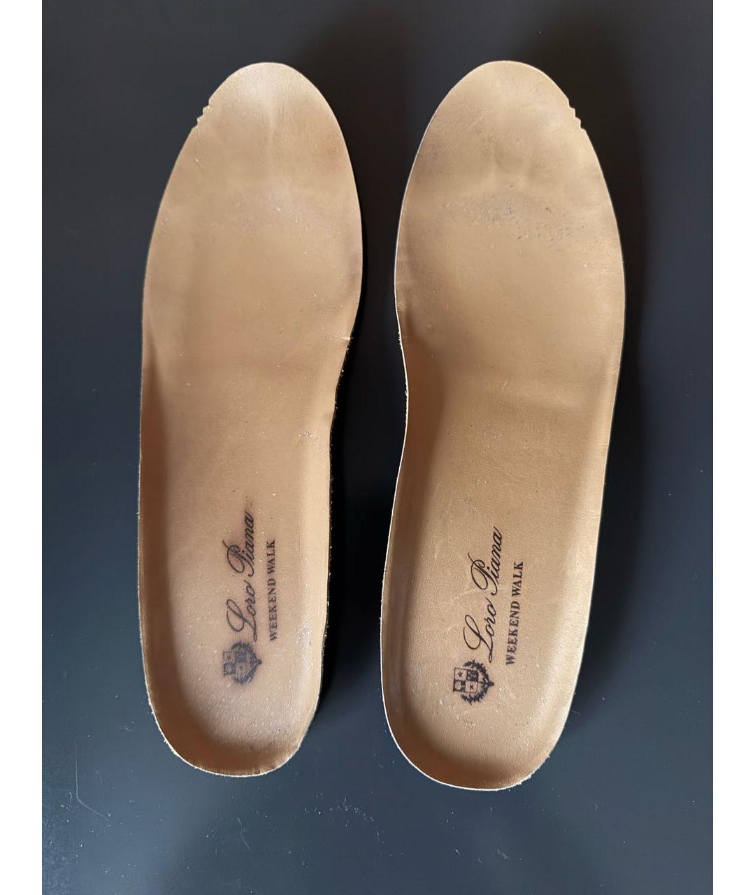 LORO PIANA Черные замшевые низкие кроссовки / кеды, фото 5