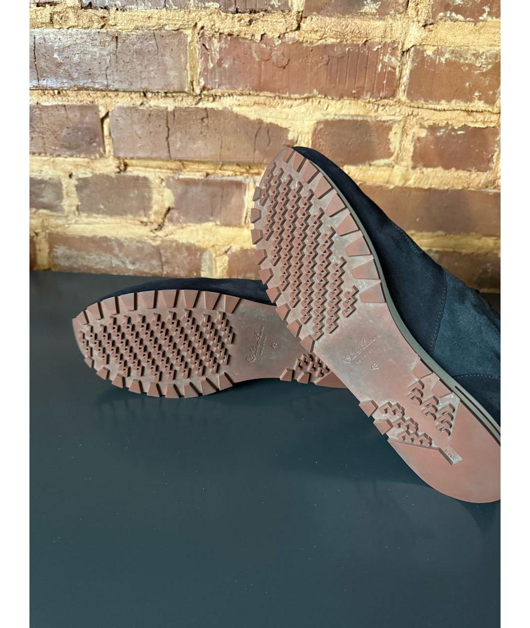 LORO PIANA Черные замшевые низкие кроссовки / кеды, фото 8