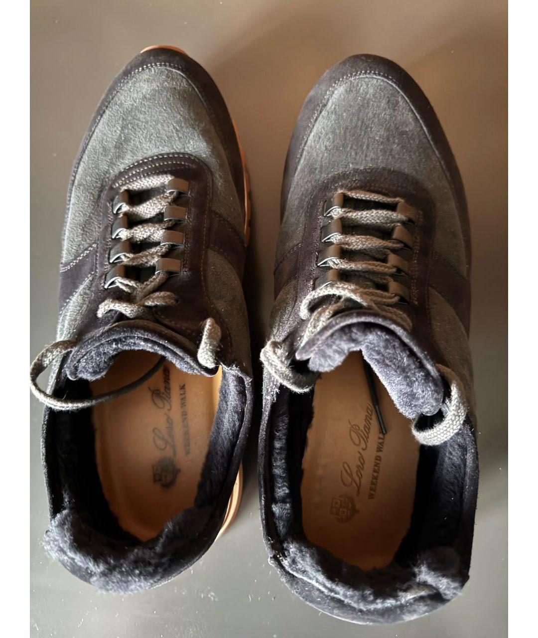 LORO PIANA Черные замшевые низкие кроссовки / кеды, фото 3