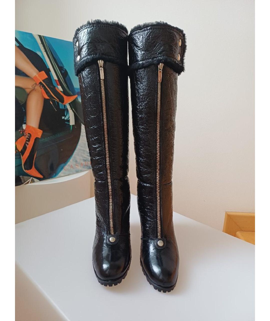 CASADEI Черные сапоги из лакированной кожи, фото 6