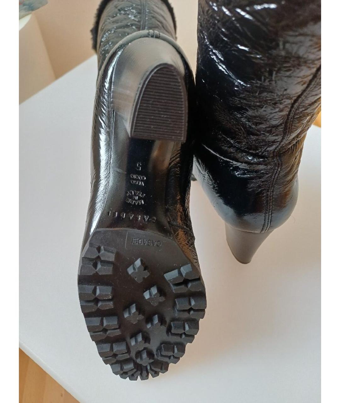 CASADEI Черные сапоги из лакированной кожи, фото 8