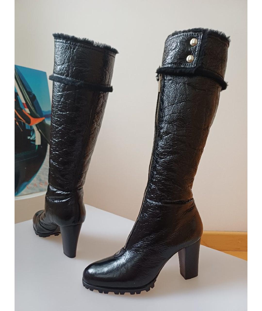 CASADEI Черные сапоги из лакированной кожи, фото 2