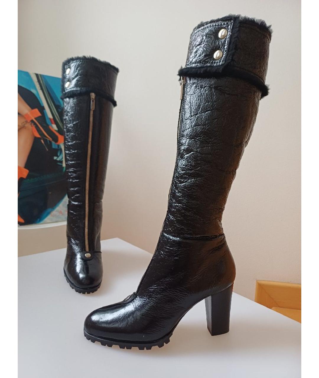 CASADEI Черные сапоги из лакированной кожи, фото 5