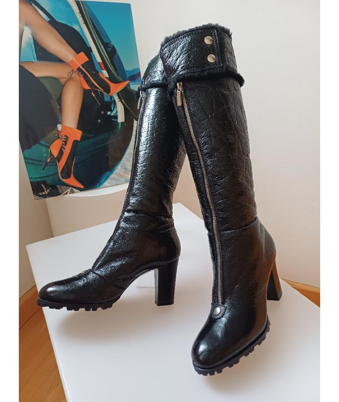 CASADEI Черные сапоги из лакированной кожи, фото 4