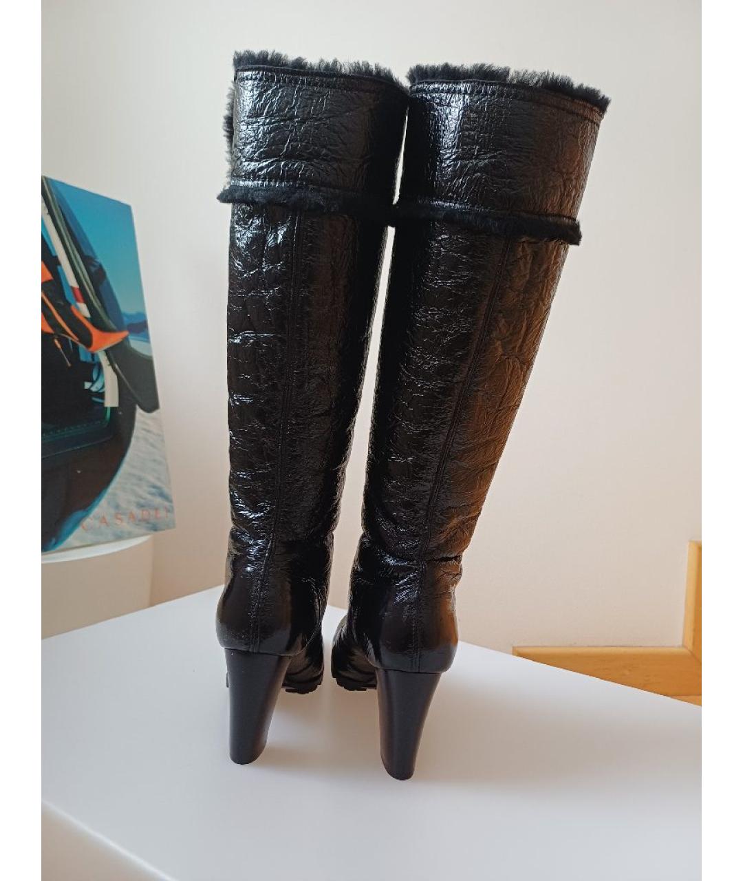 CASADEI Черные сапоги из лакированной кожи, фото 7