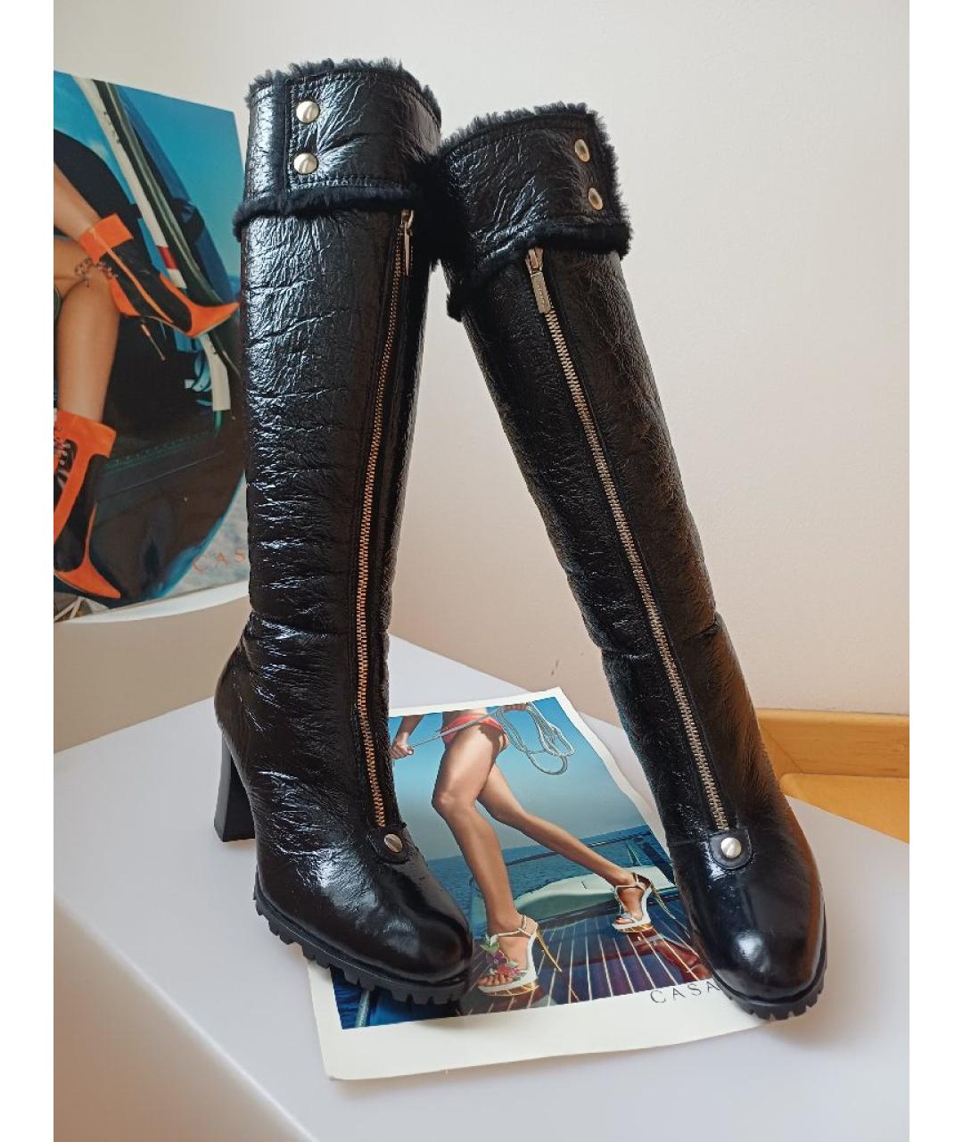 CASADEI Черные сапоги из лакированной кожи, фото 3