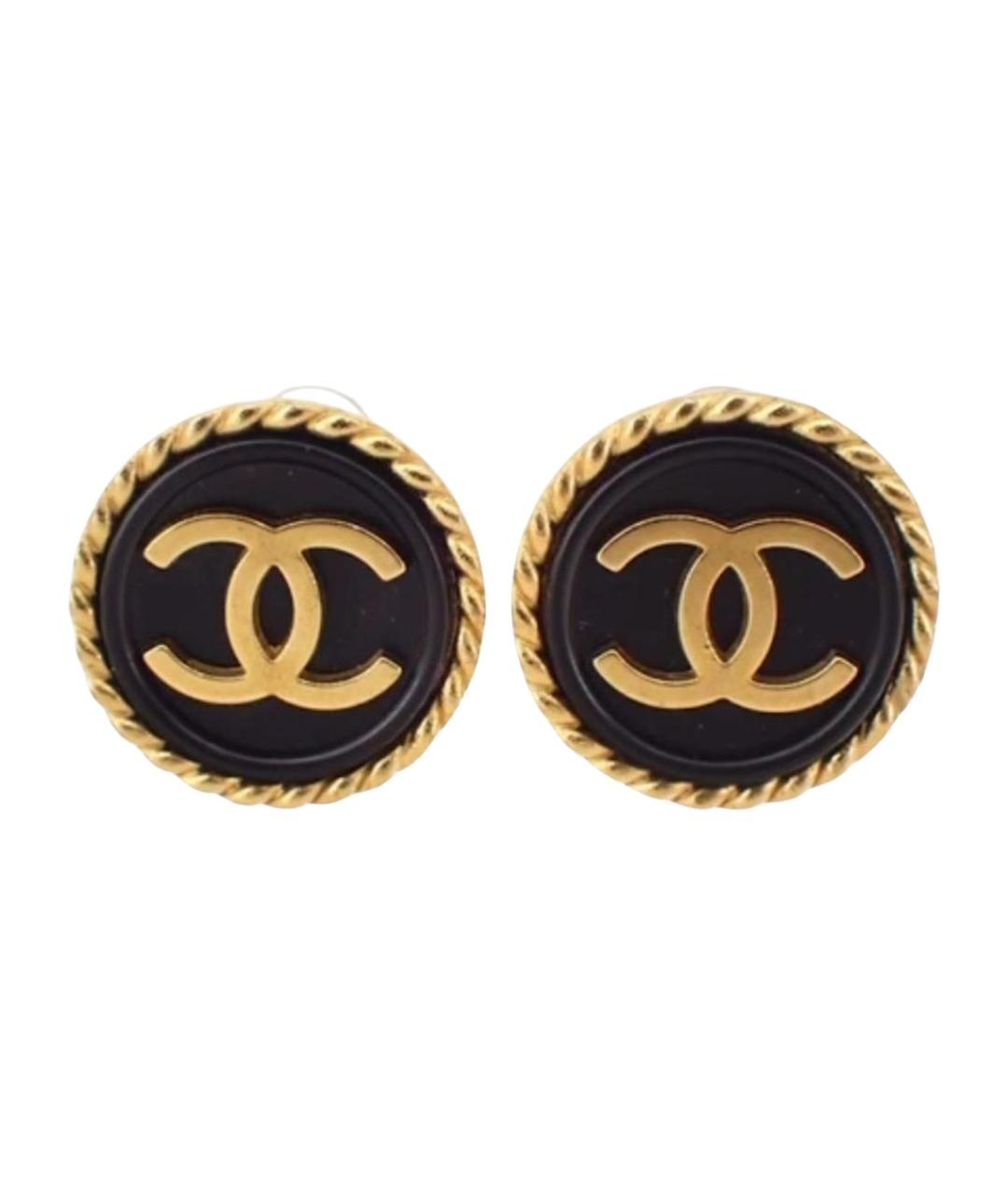 CHANEL Черные металлические серьги, фото 1