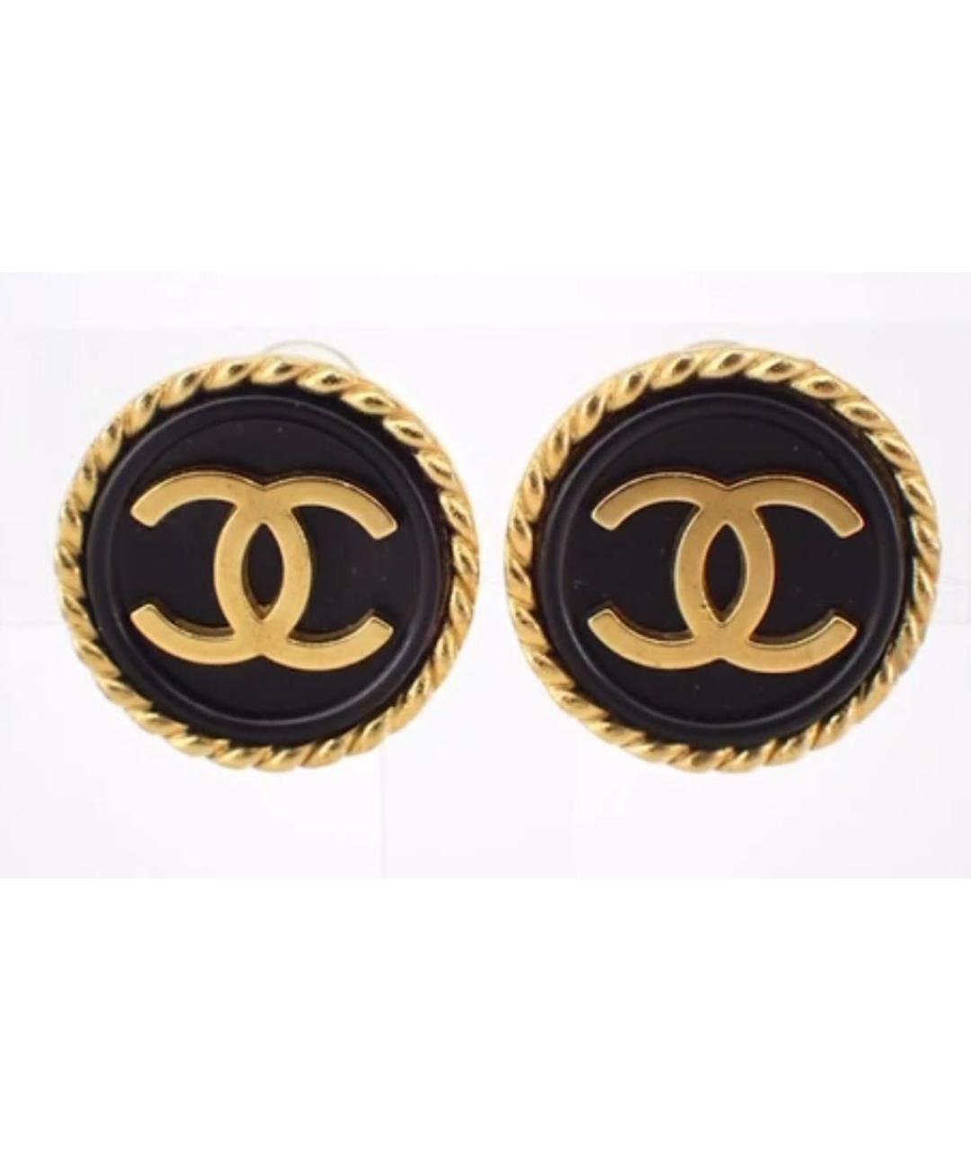 CHANEL Черные металлические серьги, фото 5