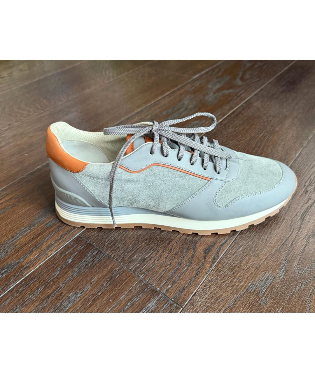 BRUNELLO CUCINELLI Бирюзовые замшевые низкие кроссовки / кеды, фото 5